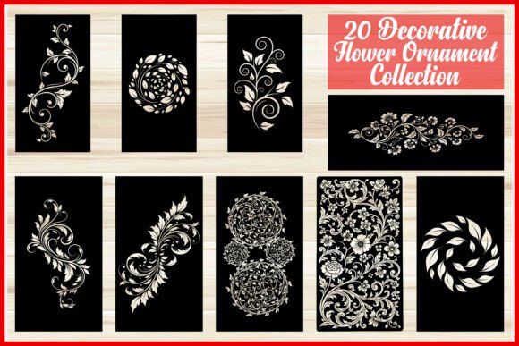 20 Decorative Floral Ornament Bundle: Graphics and Illustrations for Branding
