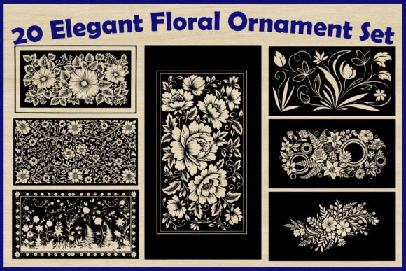 20 Elegant Floral Ornament Bundle Graphics and Illustrations