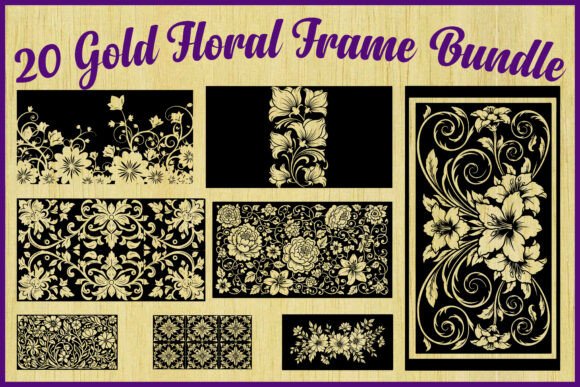 20 Gold Floral Frame SVG Bundle Review