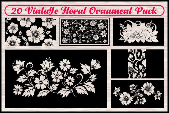 20 Vintage Floral Ornament SVG Bundle Graphics and Illustrations
