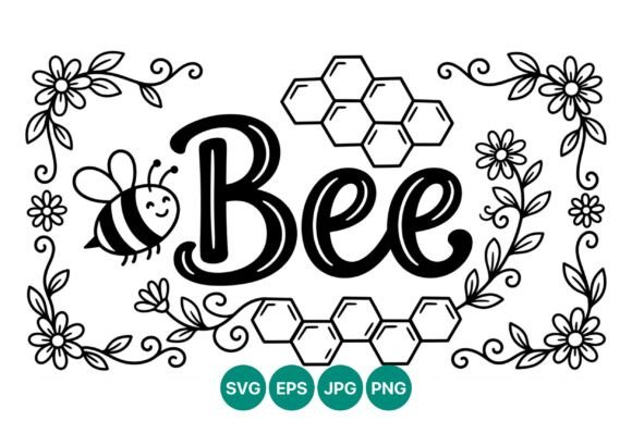 Bee Lettering Honeycomb Floral Vector Graphics and Illustrations Review