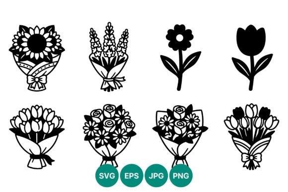 Black and White Floral Bouquet Vector Graphics & Illustrations Review