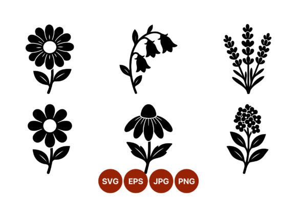 Black and White Floral Silhouettes Graphics and Illustrations Review