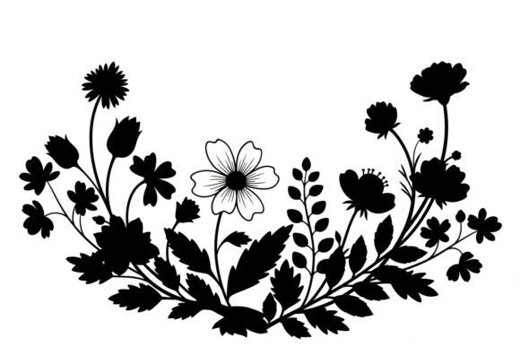 Black Floral Arrangement with Flowers Graphics and Illustrations Review