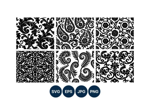 Black Floral Paisley Vector Patterns Graphics and Illustrations Review