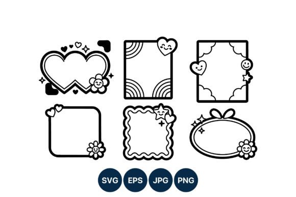 Cute Happy Faces Floral Frames Vector Graphics and Illustrations
