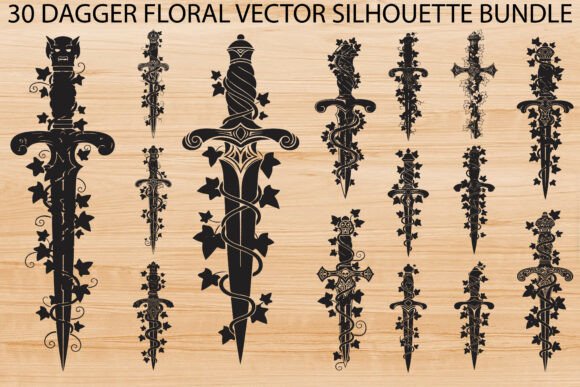 Dagger Floral Design Bundle Graphics and Illustrations