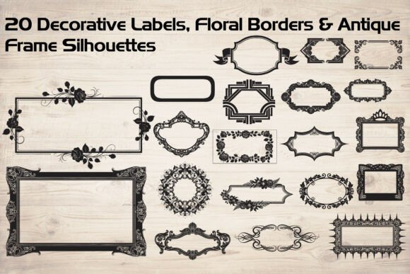 Decorative Labels, Floral Borders Graphics and Illustrations