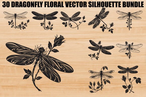 Dragonfly Floral Bundle Graphics and Illustrations Review
