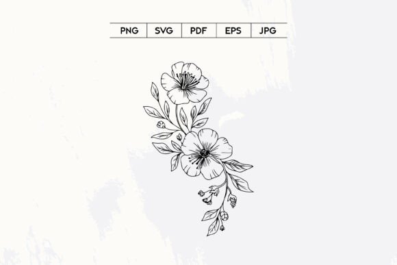 Elegant Floral Branch Line Art Design Graphics and Illustrations