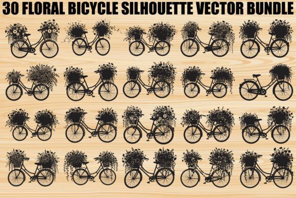 Floral Bicycle SVG Bundle: Graphics and Illustrations for Editorial Use