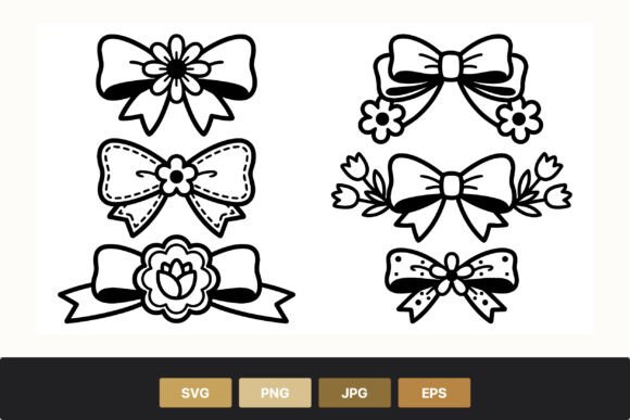 Floral Bow Vector Line Art Set: Graphics and Illustrations for Boutique Branding