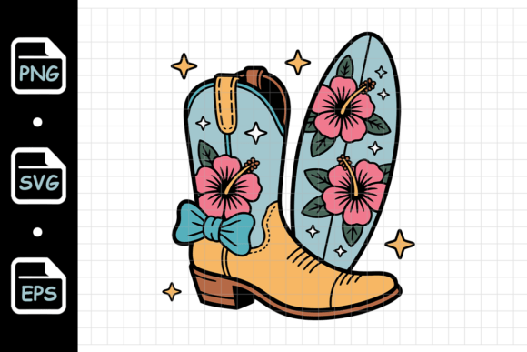 Floral Cowboy Boots with Bow Wester Graphics and Illustrations Review