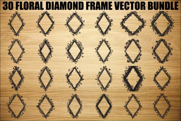Floral Diamond Frame SVG Bundle Graphics and Illustrations