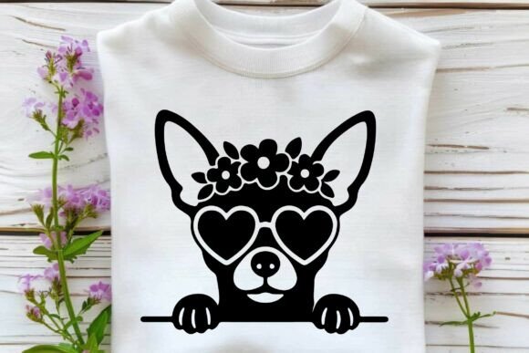 Floral Funny Chihuahua Dog SVG Clipart for Graphics and Illustrations
