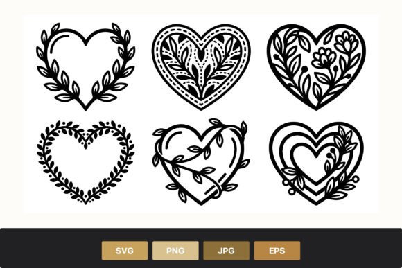 Floral Heart Leaves Vector Art Graphics and Illustrations
