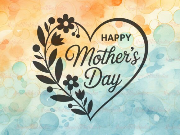 Floral Heart Mothers Day SVG Design Graphics Illustrations