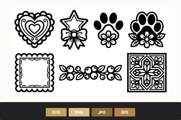 Floral Heart Star Paw Print Vector Set: Graphics and Illustrations Review