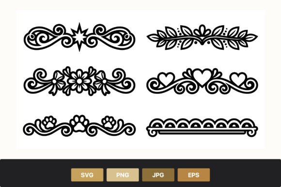 Floral Hearts Paw Border Vector Graphics and Illustrations
