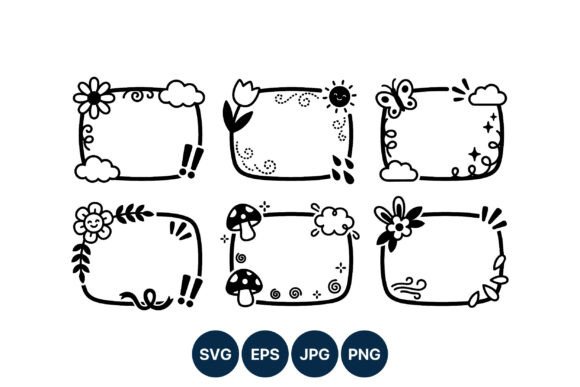 Floral Nature Line Art Frames Black Graphics and Illustrations Review