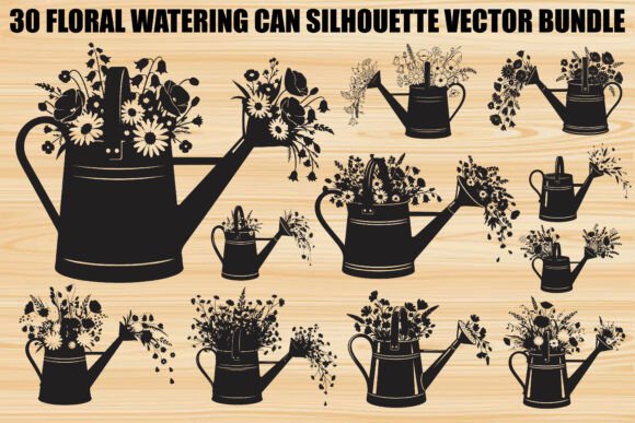 Floral Watering Can SVG Bundle: Graphics and Illustrations for Content Creators