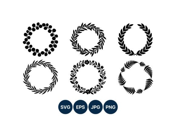 Floral Wreath Set Black Silhouette Graphics and Illustrations Review