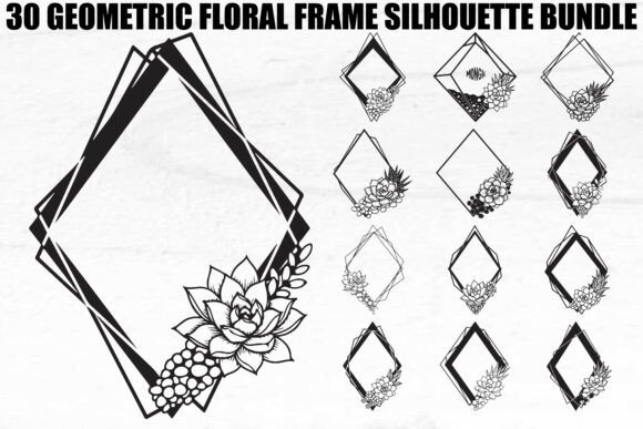 Geometric Floral Frame SVG Bundle Graphics and Illustrations