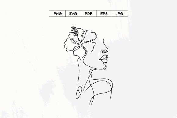 Minimal Woman Face Floral Line Art SVG Graphics and Illustrations