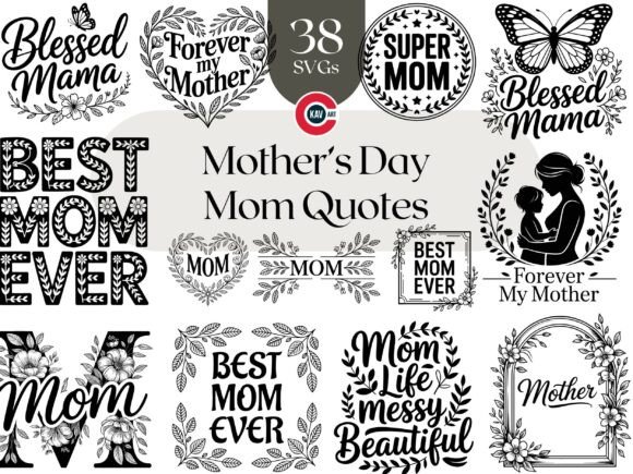 Mother’s Day Floral Quote Vintage SVG Graphics and Illustrations