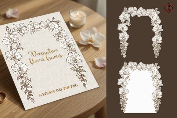 Orchid Floral Frame Graphics and Illustrations Review