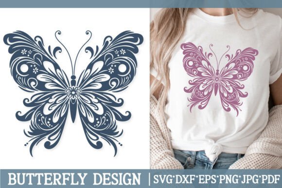 Ornate Baroque Butterfly SVG Floral Graphics and Illustrations Review
