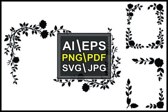 Silhouettes Floral Vine Patterns Roses Graphics and Illustrations