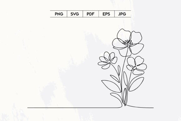 Simple Floral Line Art Botanical Design Graphics and Illustrations