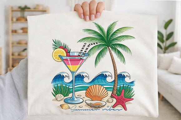 Summer Vibes Png, Floral Summer Graphics and Illustrations